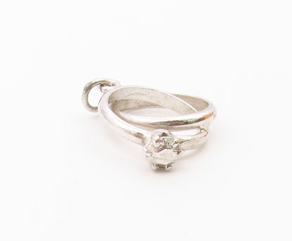 925 Silver  Vintage Engagement Ring & Wedding Band Motif Pendant  PT16328