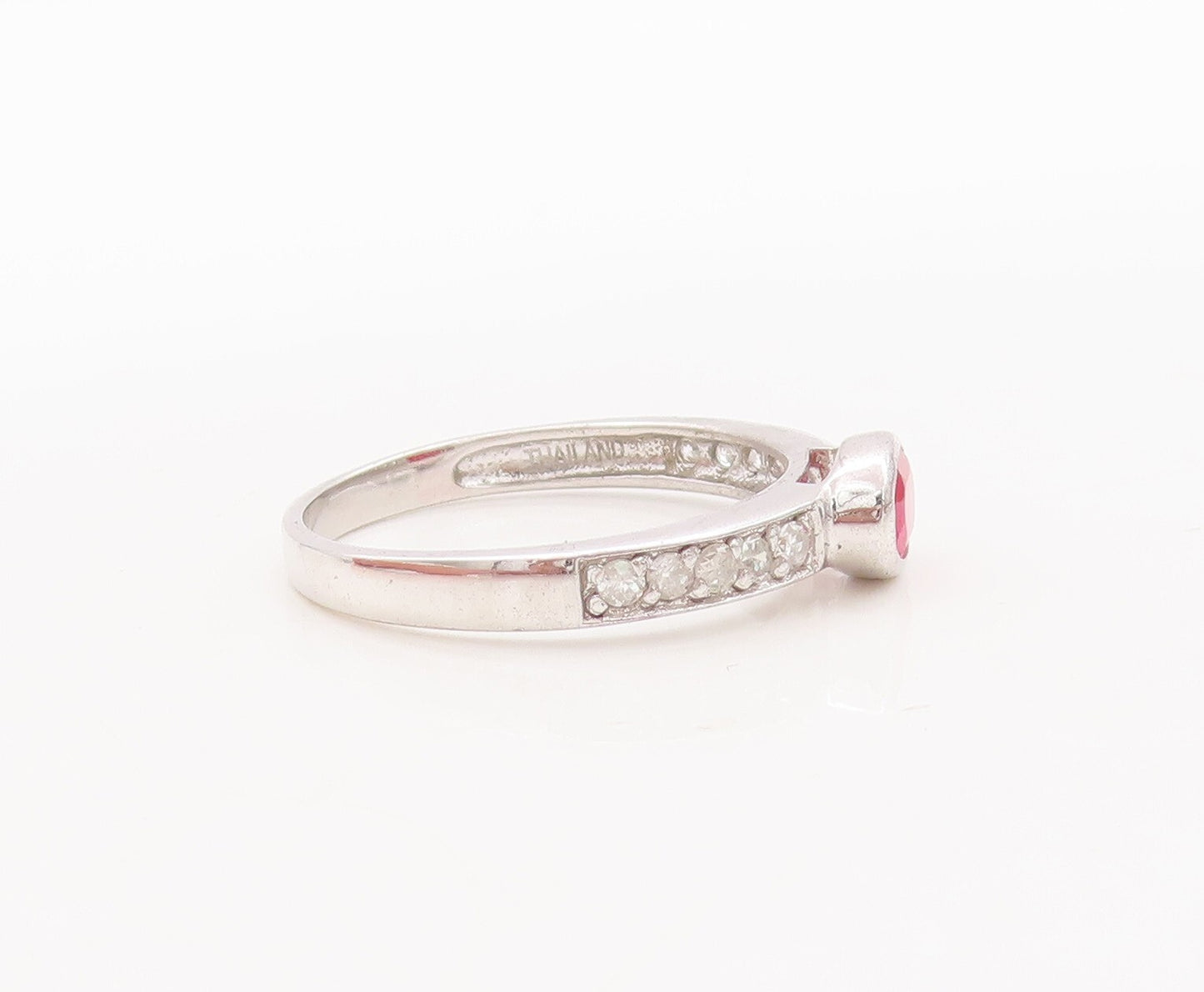 925 Sterling Silver Vintage Ring Oval Gemstones & Real Diamonds  Sz 7  RG29447