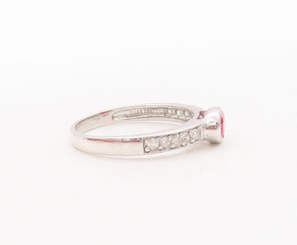 925 Sterling Silver Vintage Ring Oval Gemstones & Real Diamonds  Sz 7  RG29447