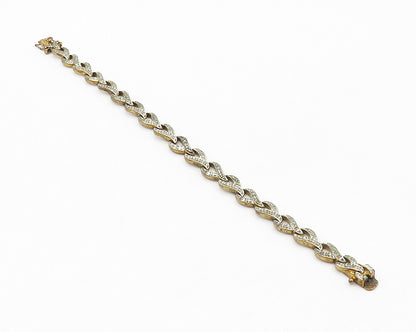 925 Sterling Silver  Vintage Genuine Diamond Wrench Link Chain Bracelet BT5249