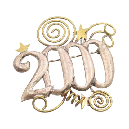 925 Sterling Silver Vintage Brooch Designer Cutout 2000 Celebration  BP11749