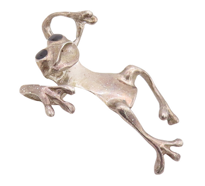 925 Sterling Silver Vintage Pendant Solid Cutout Jumping Frog  PT23576