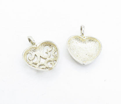 925 Sterling Silver Vintage Shiny Swirl Love Heart Pendant (OPENS) PT3488