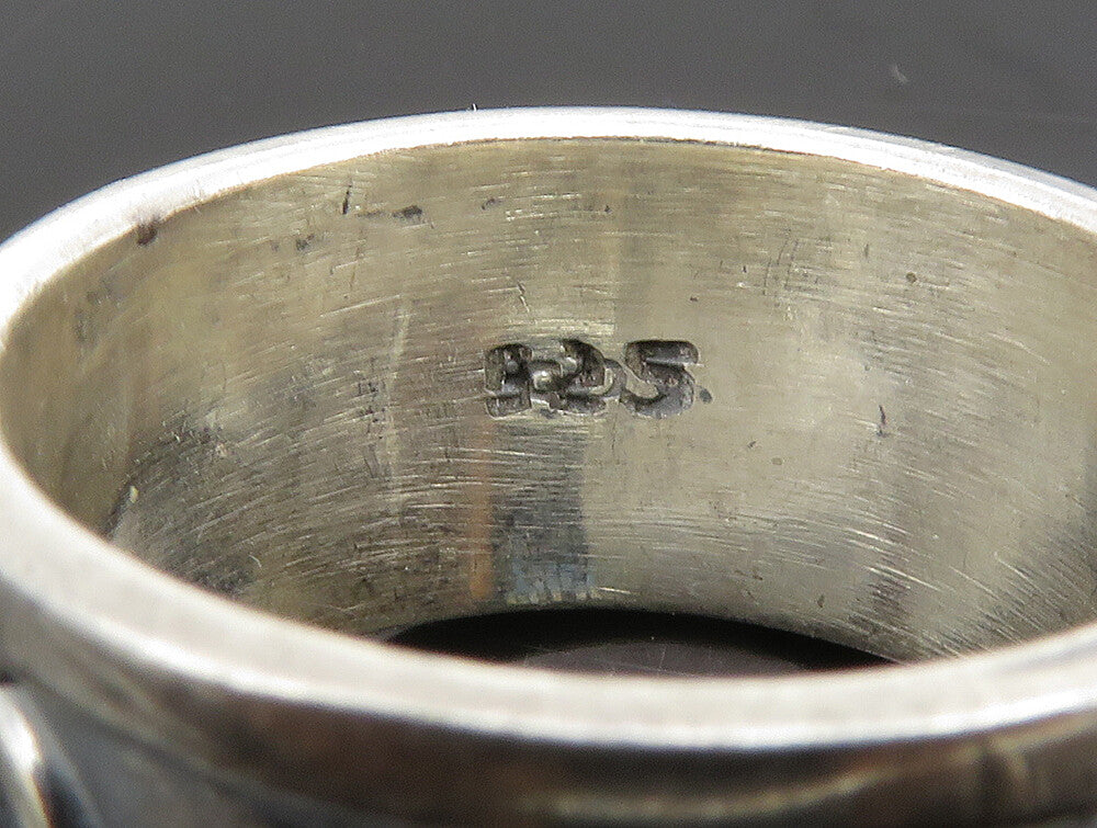 925 Sterling Silver  Vintage Carved Rolo Chain Link Band Ring Sz 12  RG24628