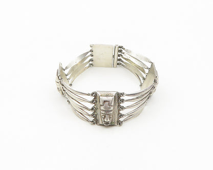 MEXICO 925 Sterling Silver  Vintage Shiny Warrior Head Chain Bracelet  BT7555