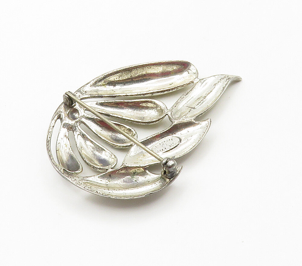 DANECRAFT 925 Sterling Silver  Vintage Shiny Floral Motif Brooch Pin  BP6083