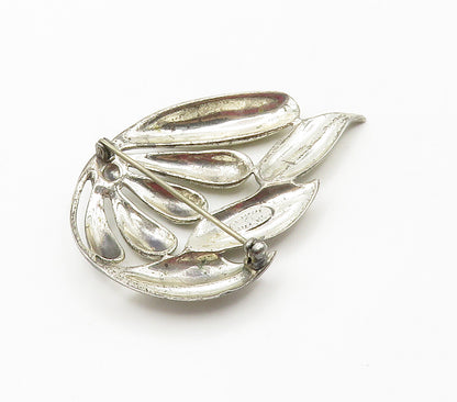 DANECRAFT 925 Sterling Silver  Vintage Shiny Floral Motif Brooch Pin  BP6083
