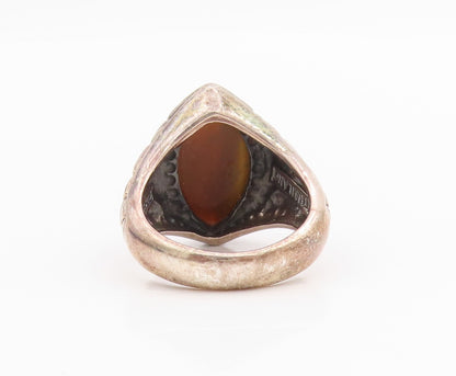 925 Sterling Silver Vintage Ring Marquise Shape Tiger's Eye  Sz 6  RG33132