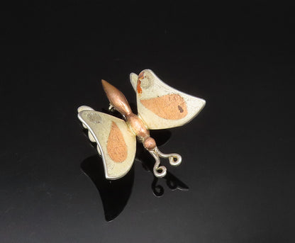 METALES CASADOS 925 Silver  Vintage Two Tone 3D Butterfly Brooch Pin  BP9654