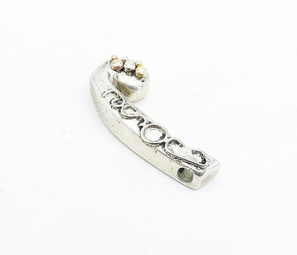 925 Sterling Silver  Vintage Two Tone Detail J Initial Slide Pendant  PT3654
