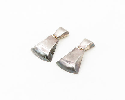925 Sterling Silver  Vintage Dark Tone Smooth Hinge Dangle Earrings  EG9058