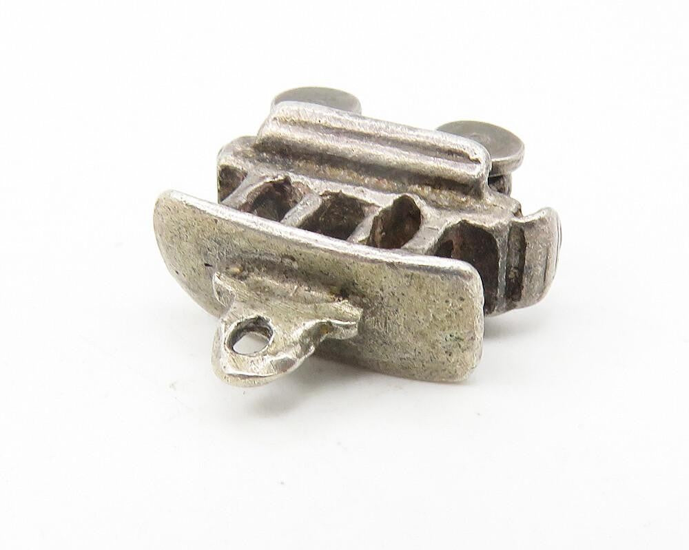925 Sterling Silver  Vintage Petite Dark Tone Trolley Car Pendant  PT9382