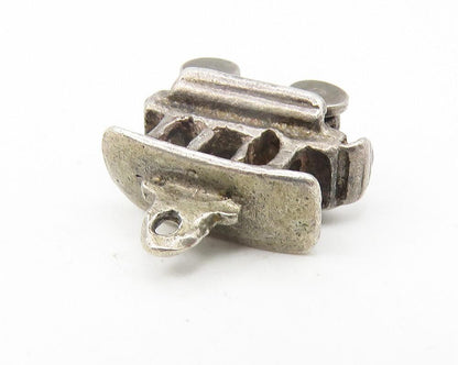 925 Sterling Silver  Vintage Petite Dark Tone Trolley Car Pendant  PT9382