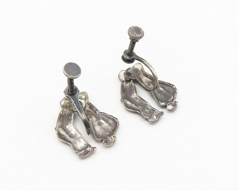 925 Sterling Silver  Vintage Kissing Couple Motif Non Pierce Earrings  EG5597