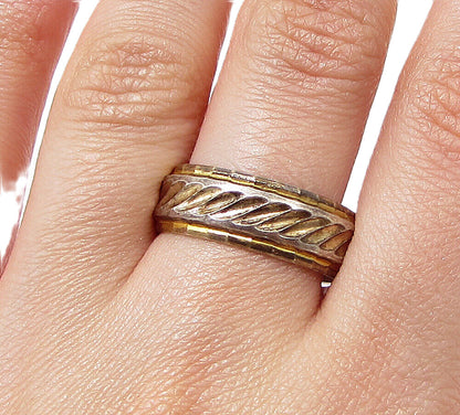 925 Sterling Silver  Vintage Etching Detail Band Ring Sz 9.5  RG2988