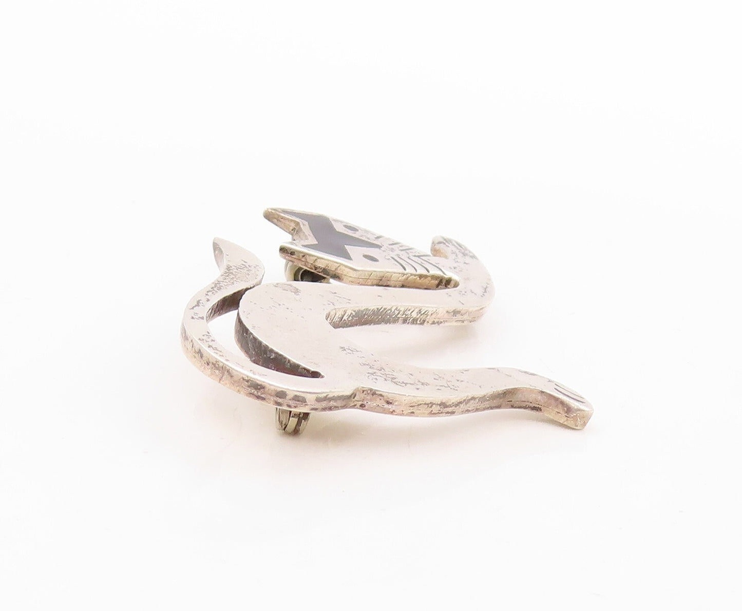925 Sterling Silver Vintage Brooch Pin MEXICO Solid Enameled Cutout Cat  BP11260