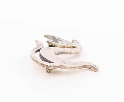 925 Sterling Silver Vintage Brooch Pin MEXICO Solid Enameled Cutout Cat  BP11260