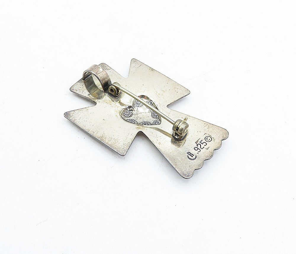 CAROLYN POLLACK RELIOS 925 Silver  Vintage Love Heart Angel Brooch Pin  BP1255