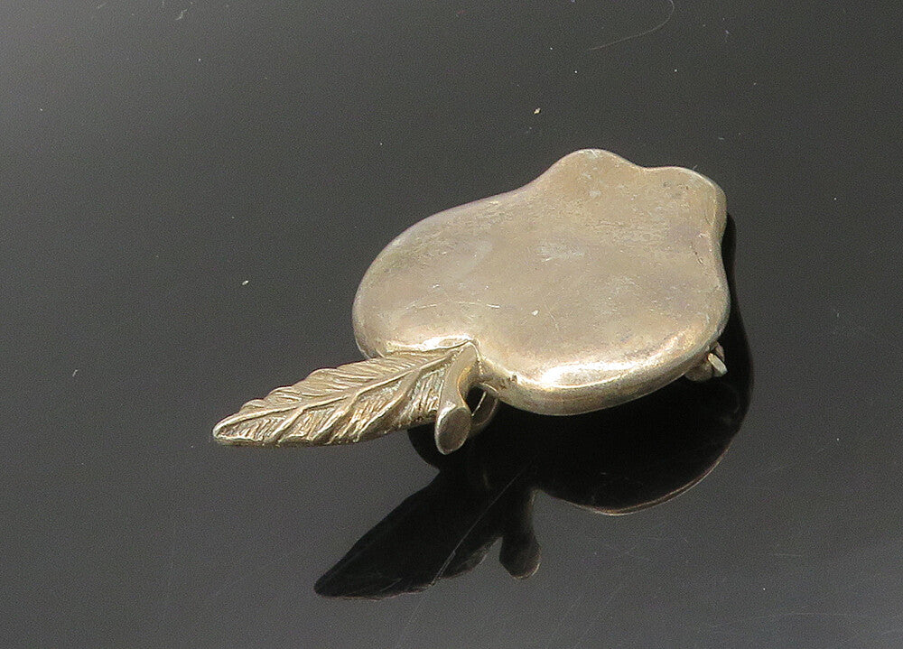 925 Sterling Silver  Vintage Dark Tone Smooth Apple Fruit Brooch Pin  BP8045