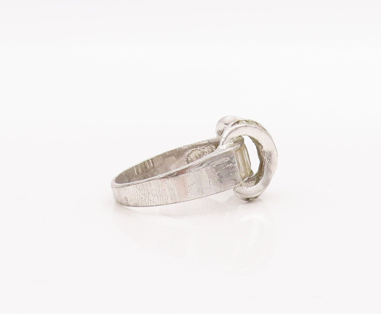 925 Sterling Silver Vintage Ring Designer Carved Rings CZ Inlay  Sz 8  RG28321