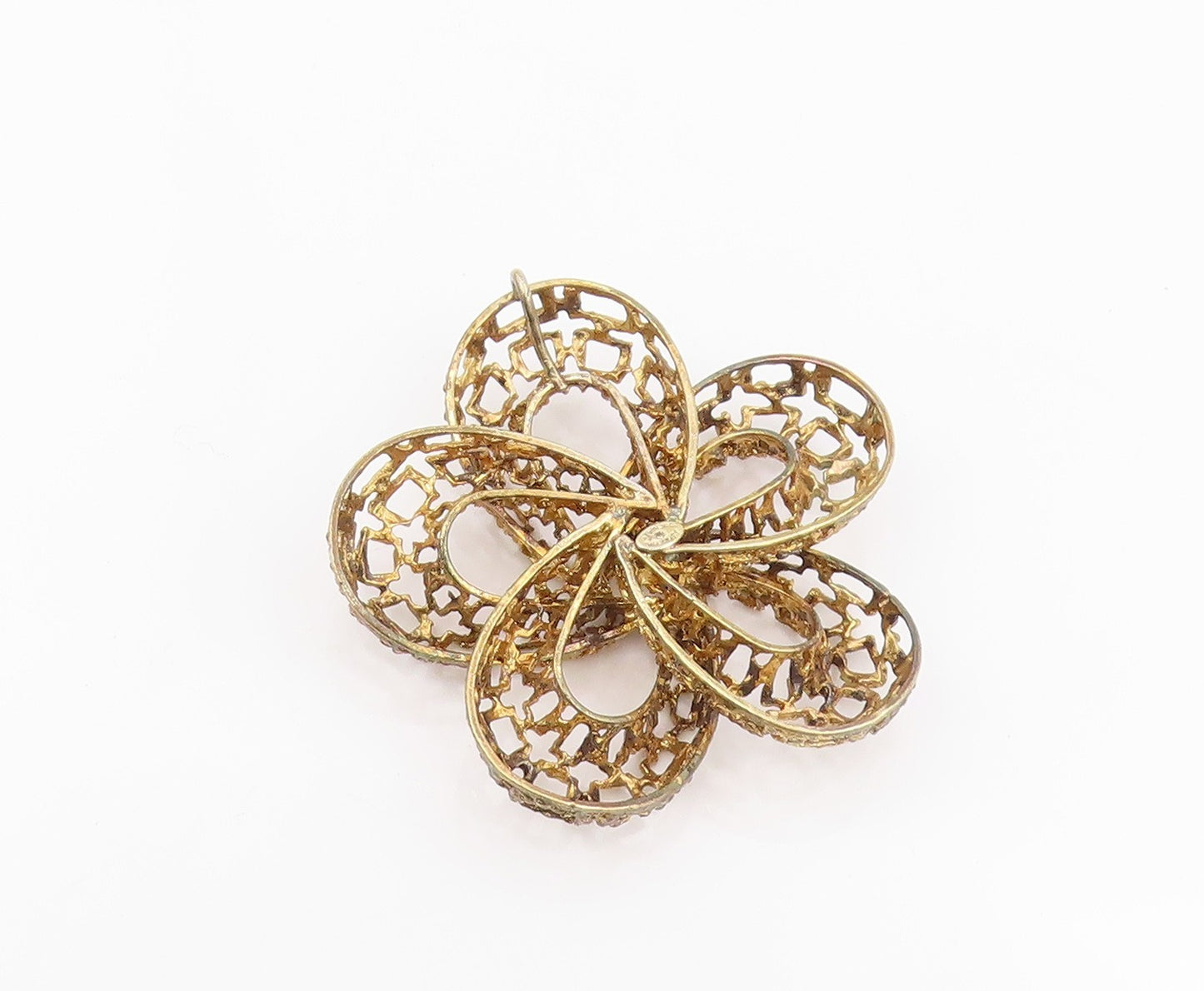 925 Sterling Silver Vintage Pendant Gold Plated DANECRAFT Open Flower  PT25672