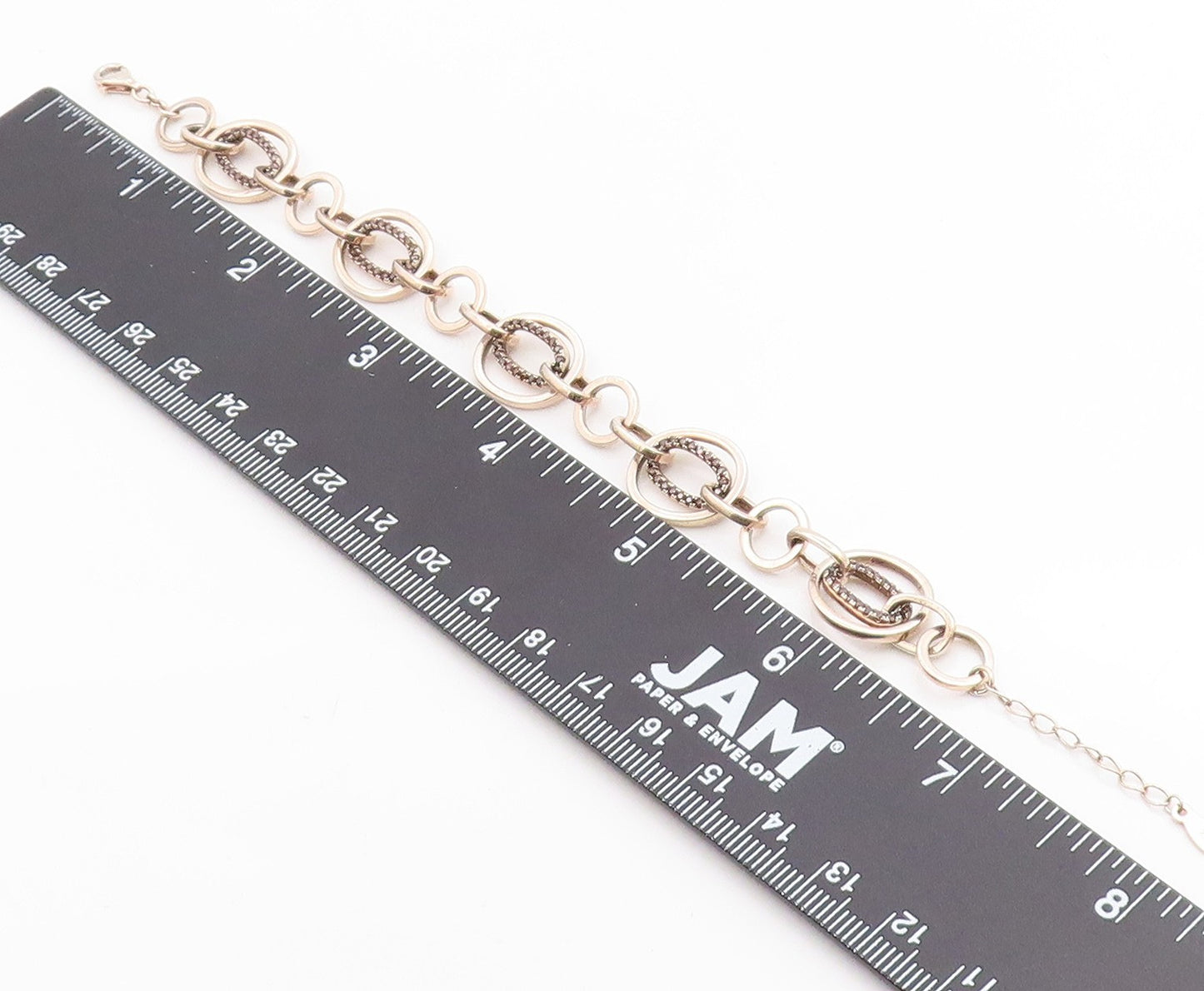 925 Sterling Silver Vintage Bracelet Modernist CZ Geometric Oval Link  BT12087