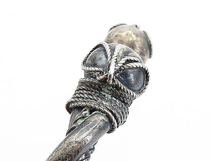 925 Sterling Silver  Vintage Antique Oxidized Rope Twist Cuff Bracelet  BT2672
