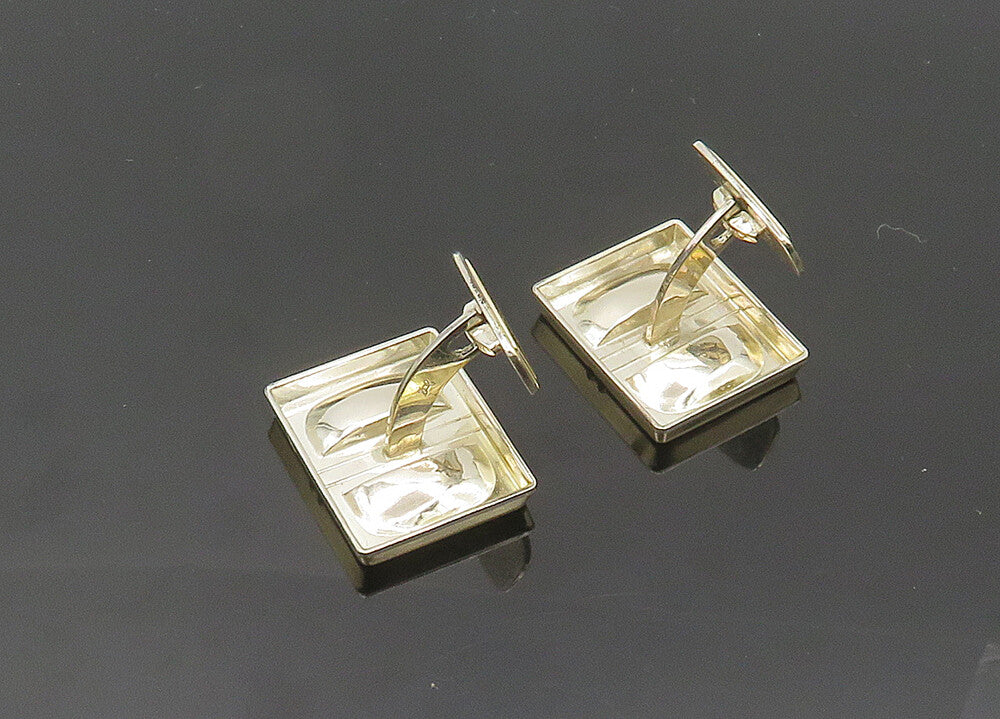 NORWAY 925 Silver  Vintage Shiny Textured Detail Square Cufflinks  TR2825