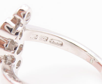 925 Sterling Silver Vintage Ring Bezel Set CZ Pebble Scatter  Sz 6.5  RG35827
