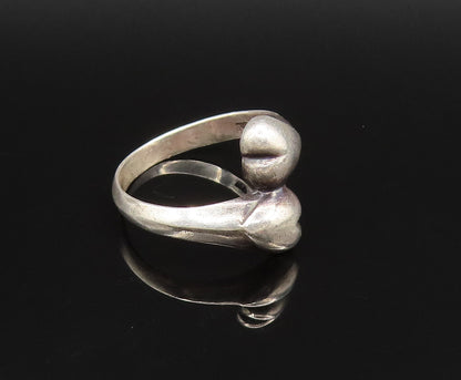925 Sterling Silver  Vintage Dainty Love Heart Bypass Ring Sz 8  RG25684