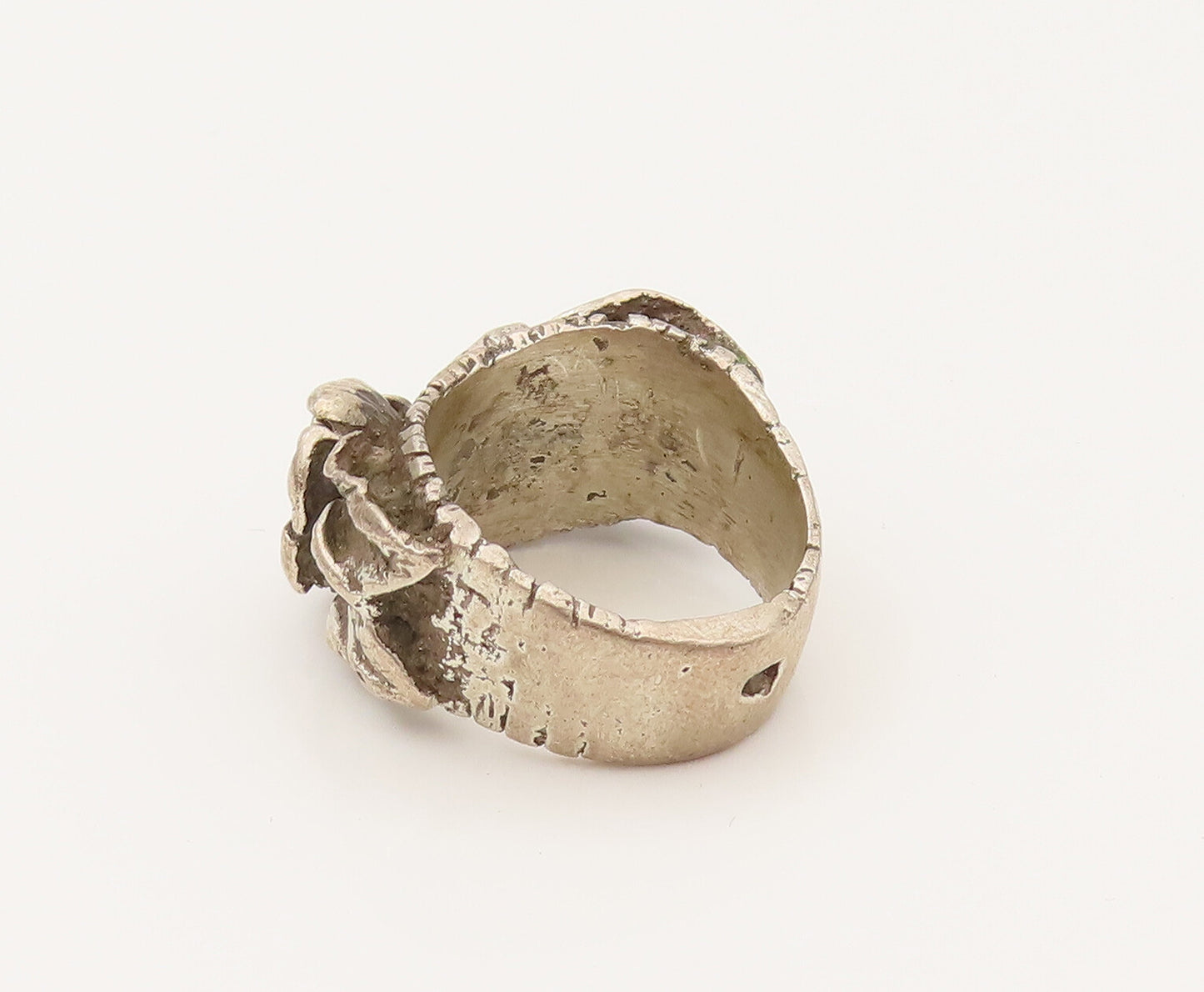 925 Sterling Silver  Vintage Antique 3D Rose Flower Band Ring Sz 5.5  RG26365