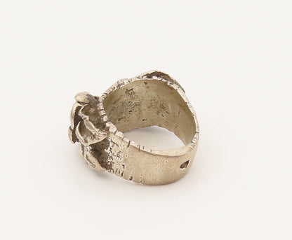 925 Sterling Silver  Vintage Antique 3D Rose Flower Band Ring Sz 5.5  RG26365