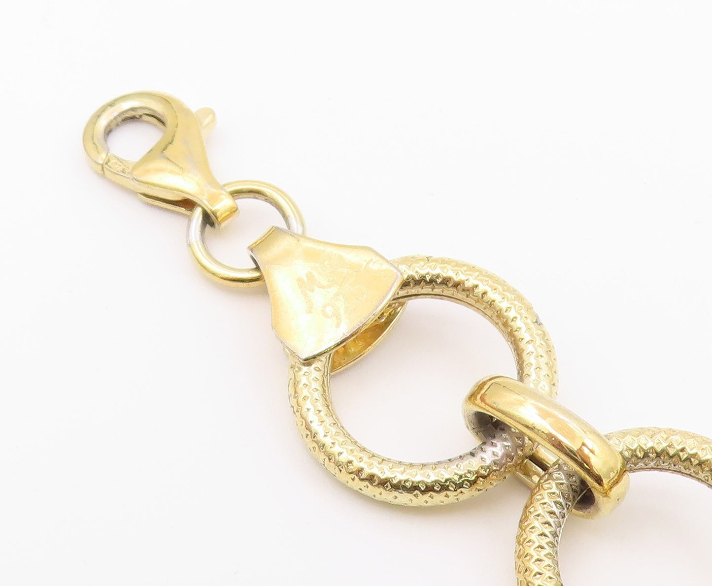 925 Sterling Silver  Amethyst Gold Plated Greek Key Chain Bracelet  BT5607