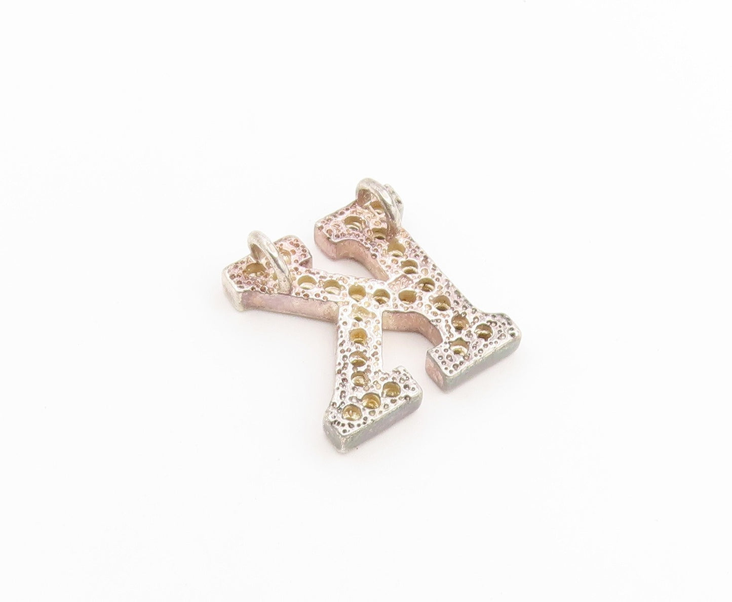 925 Sterling Silver Vintage Pendant Classic CZ Initial K Monogram Charm  PT26605