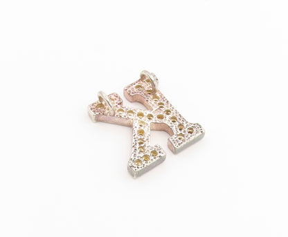 925 Sterling Silver Vintage Pendant Classic CZ Initial K Monogram Charm  PT26605