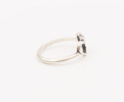 925 Sterling Silver Vintage Ring AVERY Minimalist Linked Hearts Sz 7.5  RG27606