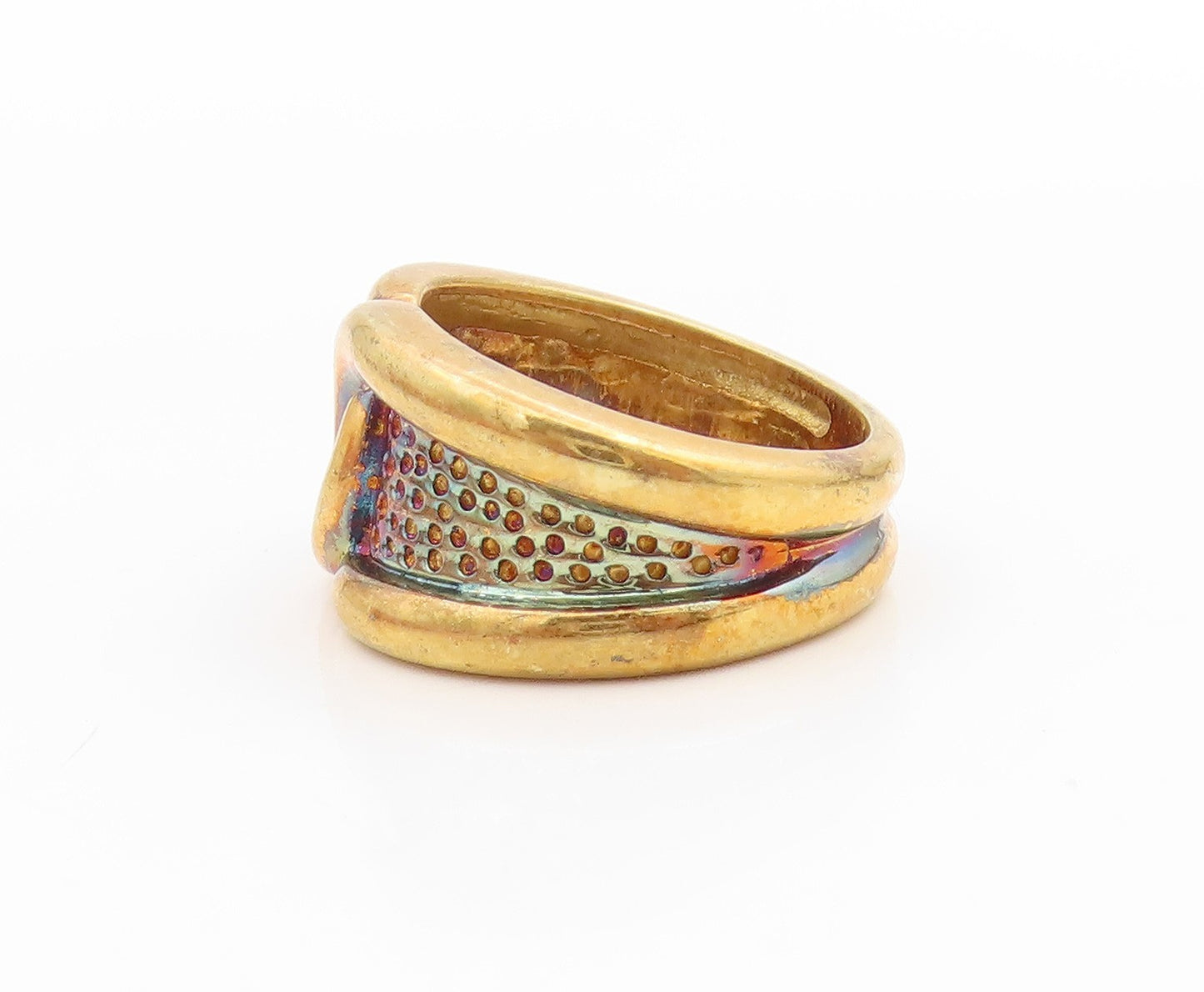 925 Sterling Silver Vintage Ring Gold Plated Intertwined Wide Band Sz 6 RG34116