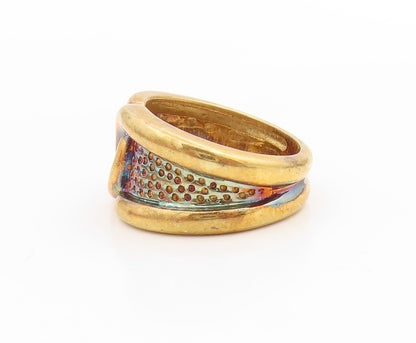 925 Sterling Silver Vintage Ring Gold Plated Intertwined Wide Band Sz 6 RG34116