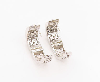 925 Sterling Silver Vintage Earrings TYCOON Sparkling CZ Huggie Hoops  EG13949