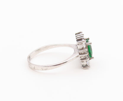 925 Sterling Silver Vintage Ring Elegant Emerald Geometric Band  Sz 8  RG36573