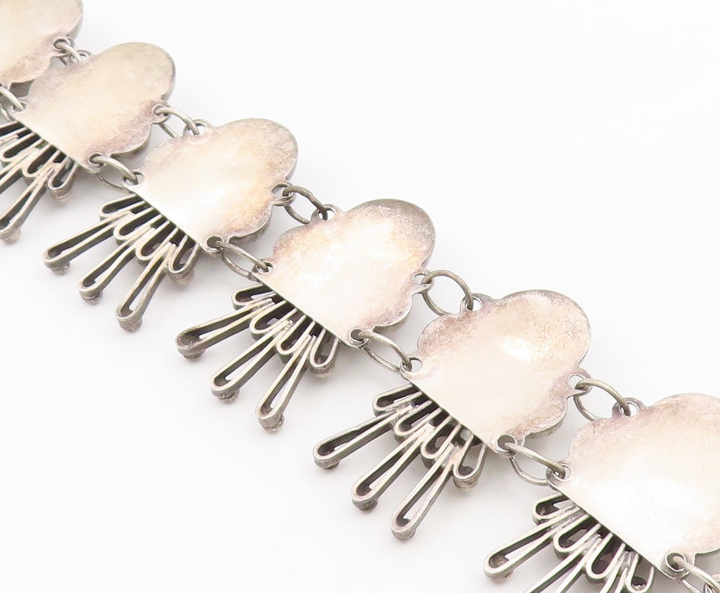 925 Sterling Silver Vintage Bracelet TAXCO Bubble Doll Cluster Link  BT12158