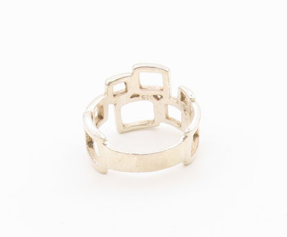 925 Sterling Silver Vintage Ring Minimalist Staggered Square Band  Sz 9  RG36596