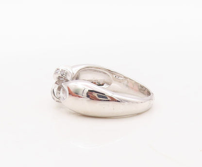 925 Sterling Silver Vintage Ring Designer Bow Cutout CZ Inlay  Sz 7  RG30938