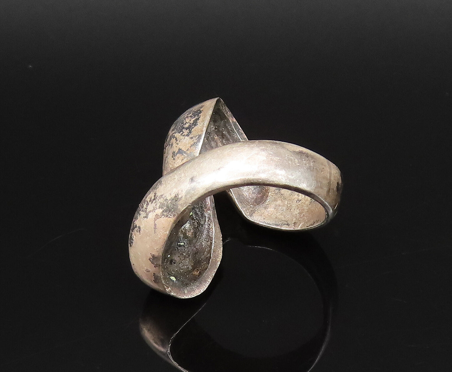 MEXICO 925 Silver  Vintage Modernist Twisted Abstract Ring Sz 6.5  RG25921