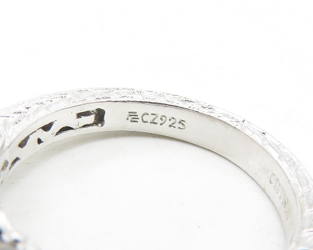 925 Sterling Silver  Cubic Zirconia Solitaire With Accents Ring Sz 5  RG11596