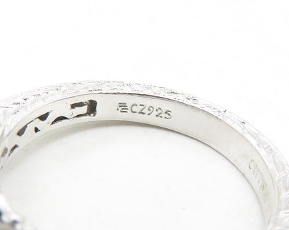 925 Sterling Silver  Cubic Zirconia Solitaire With Accents Ring Sz 5  RG11596