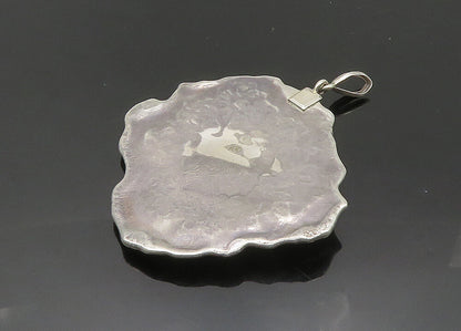 925 Sterling Silver  Vintage Turquoise Shiny Sculpted Pendant  PT16256