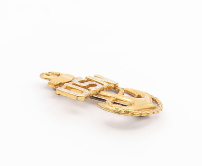 925 Sterling Silver  Vintage Ship Anchor US Navy Two Tone Brooch Pin  BP7433