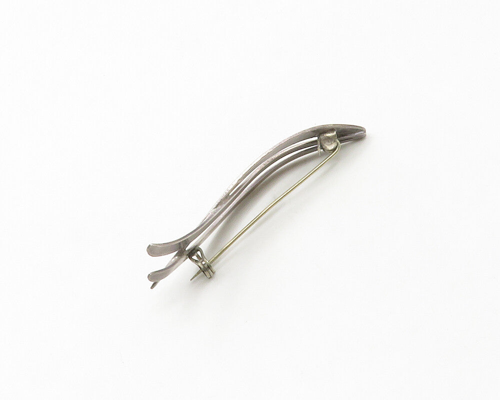 ISRAEL 925 Sterling Silver  Vintage Modernist Smooth Shiny Brooch Pin  BP6668