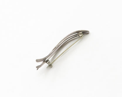 ISRAEL 925 Sterling Silver  Vintage Modernist Smooth Shiny Brooch Pin  BP6668